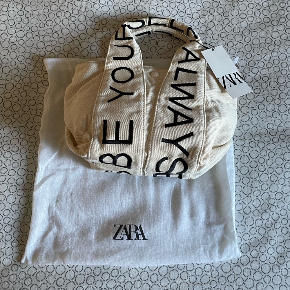 New! Zara Text Midi Tote Bag “Be Yourself Always”